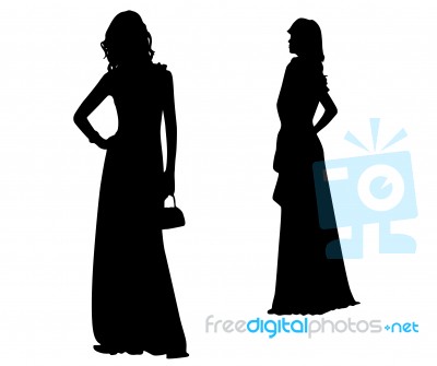 Fashion Silhouettes Of Girls Stock Image