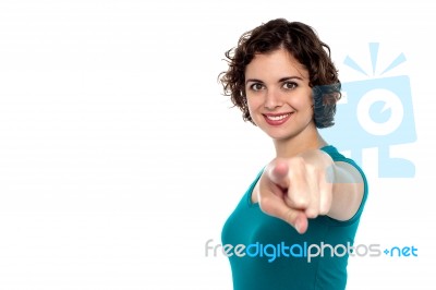 Fashion Young Woman Pointing At You Stock Photo