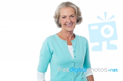 Fashionable Aged Woman Over White Stock Photo