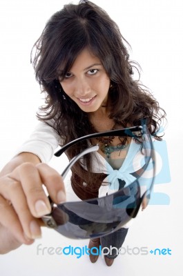 Fashionable Female Wearing Eyeglasses Stock Photo