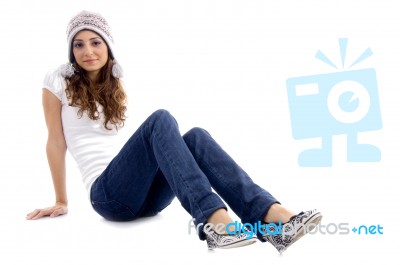 Fashionable Girl Wearing Cap Stock Photo