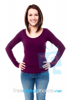 Fashionable Girl With Hands On Waist Stock Photo