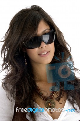 Fashionable Model Wearing Eyeglasses Stock Photo