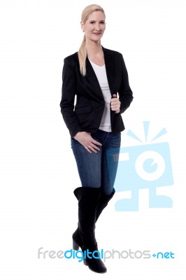 Fashionable Woman In Boots Stock Photo