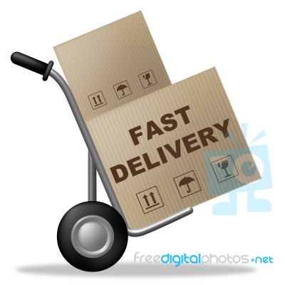 Fast Delivery Means Shipping Box And Action Stock Image