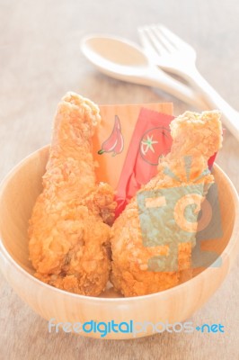 Fast Food With Fried Chicken In A Bowl Stock Photo