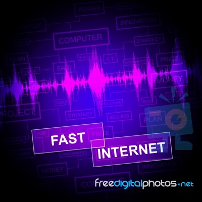 Fast Internet Shows Web Site And Accelerated Stock Image