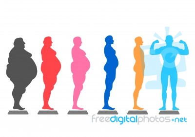 Fat Body, Weight Loss, Overweight Silhouette Illustration Stock Image