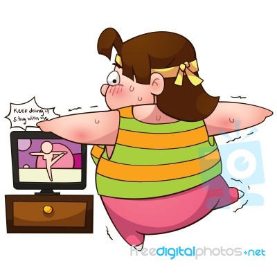 Fat Girl, Exercise Stock Image