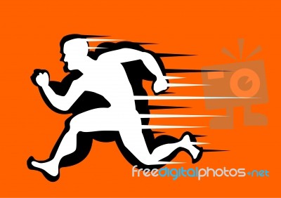 Fat Man Turning Into Thin Designed On Orange Background Graphic … Stock Image