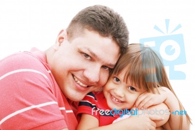 Father And Daughter Hugging Stock Photo