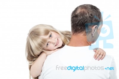 Father And Daughter On A White Background Stock Photo