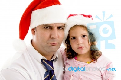 Father And Daughter Wearing Hat Stock Photo