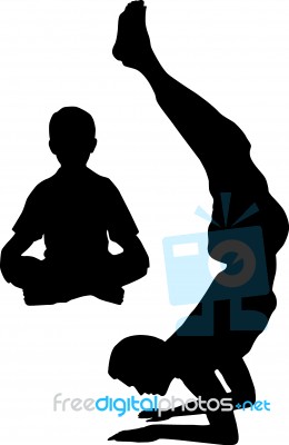 Father Doing Yoga With Child Stock Image