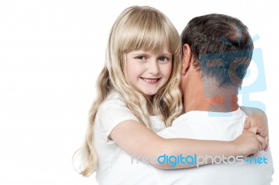 Father Holding His Cute Little Daughter Stock Photo