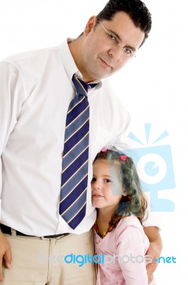 Father hugging his daughter Stock Photo