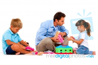 Father Playing With Children Stock Photo