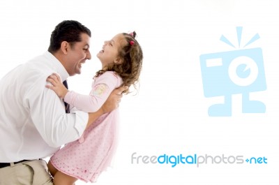 Father Playing With His Cute Daughter Stock Photo