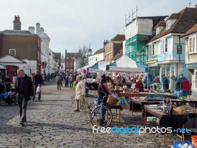 Faversham, Kent/uk - March 29 : View Of Street Market In Faversh… Stock Photo