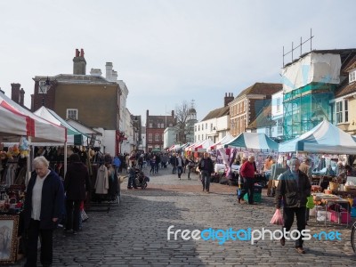 Faversham, Kent/uk - March 29 : View Of Street Market In Faversh… Stock Photo