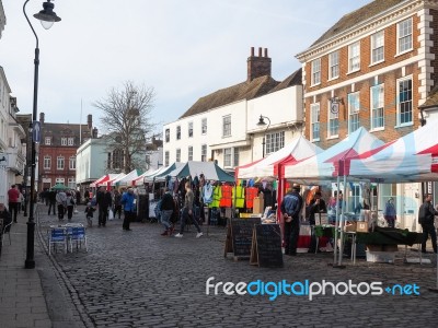 Faversham, Kent/uk - March 29 : View Of Street Market In Faversh… Stock Photo