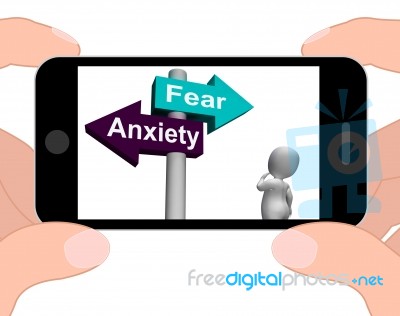 Fear Anxiety Signpost Displays Fears And Panic Stock Image