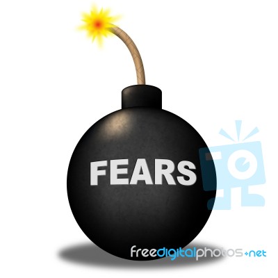 Fears Alert Shows Frightened Worry And Explosive Stock Image