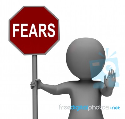 Fears Stop Sign Shows Stopping Afraid Scared Nervous Stock Image