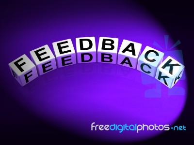 Feedback Dice Means Comment Evaluate And Review Stock Image