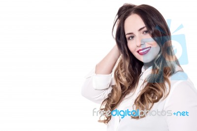 Feeling Great To Touch My Hair! Stock Photo