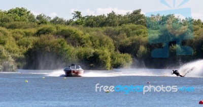 Felbridge, Surrey/uk - May 29 : Water Skiing At Wiremill Lake  N… Stock Photo