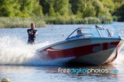 Felbridge, Surrey/uk - May 29 : Water Skiing At Wiremill Lake  N… Stock Photo