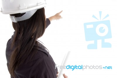 Female Architect Pointing Stock Photo