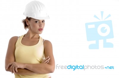 Female Architect Wearing Helmet Stock Photo