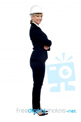 Female Business Architect Posing Sideways Stock Photo