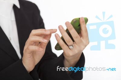 Female Business Professional Using Smart Phone Stock Photo