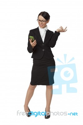 Female Business Professional Using Smart Phone Stock Photo