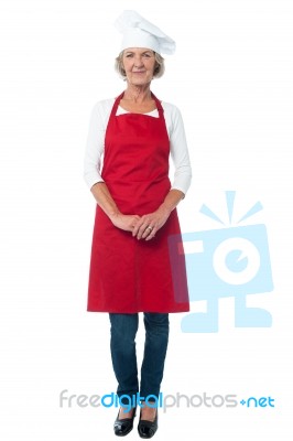 Female Chef Posing Over White Stock Photo