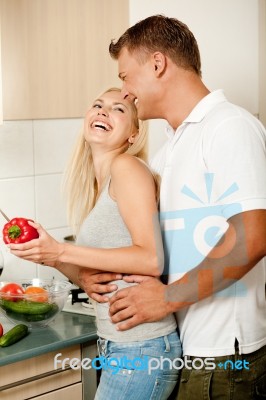 Female Chopping Fresh Vegatable Stock Photo