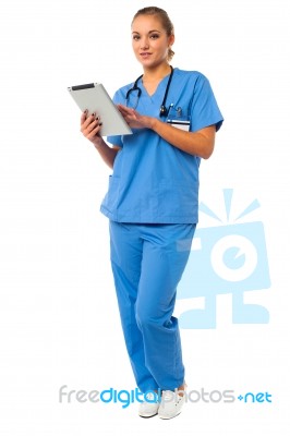 Female Doctor Using Tablet Pc Stock Photo