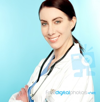 Female Doctor With Stethoscope Stock Photo