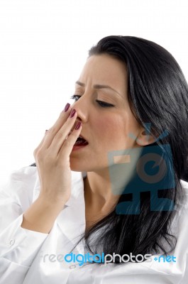 Female Doctor Yawning Stock Photo