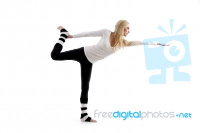 Female doing stretching Exercise Stock Photo