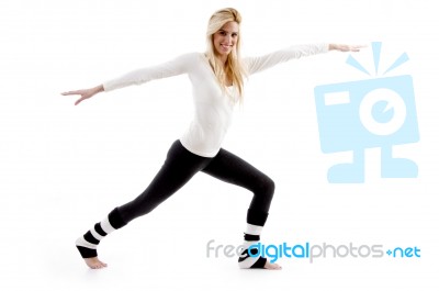 Female doing stretching Exercise Stock Photo