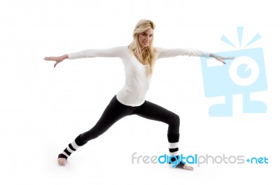 Female doing stretching Exercise Stock Photo