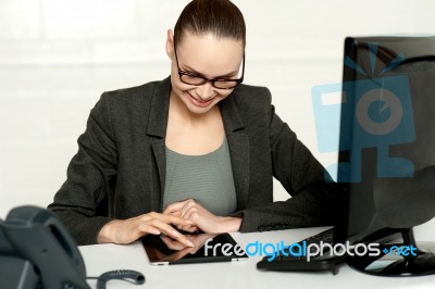 Female Executive Using Tablet Pc Stock Photo