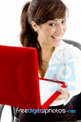 Female Executive With Jewellry Box Stock Photo