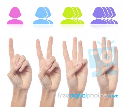 Female Hand Count One To Four Sign Stock Photo