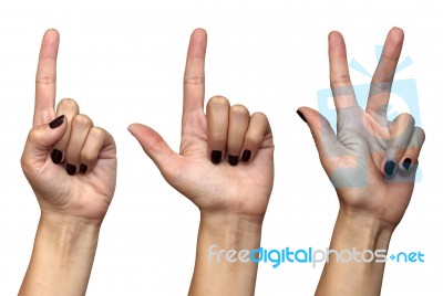 Female Hands Countdown Gesture Stock Photo