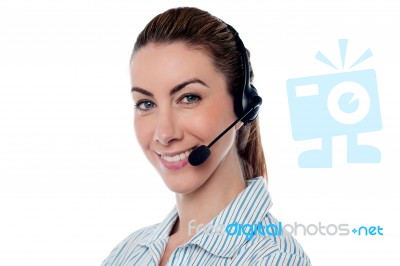 Female Help Desk Executive Stock Photo